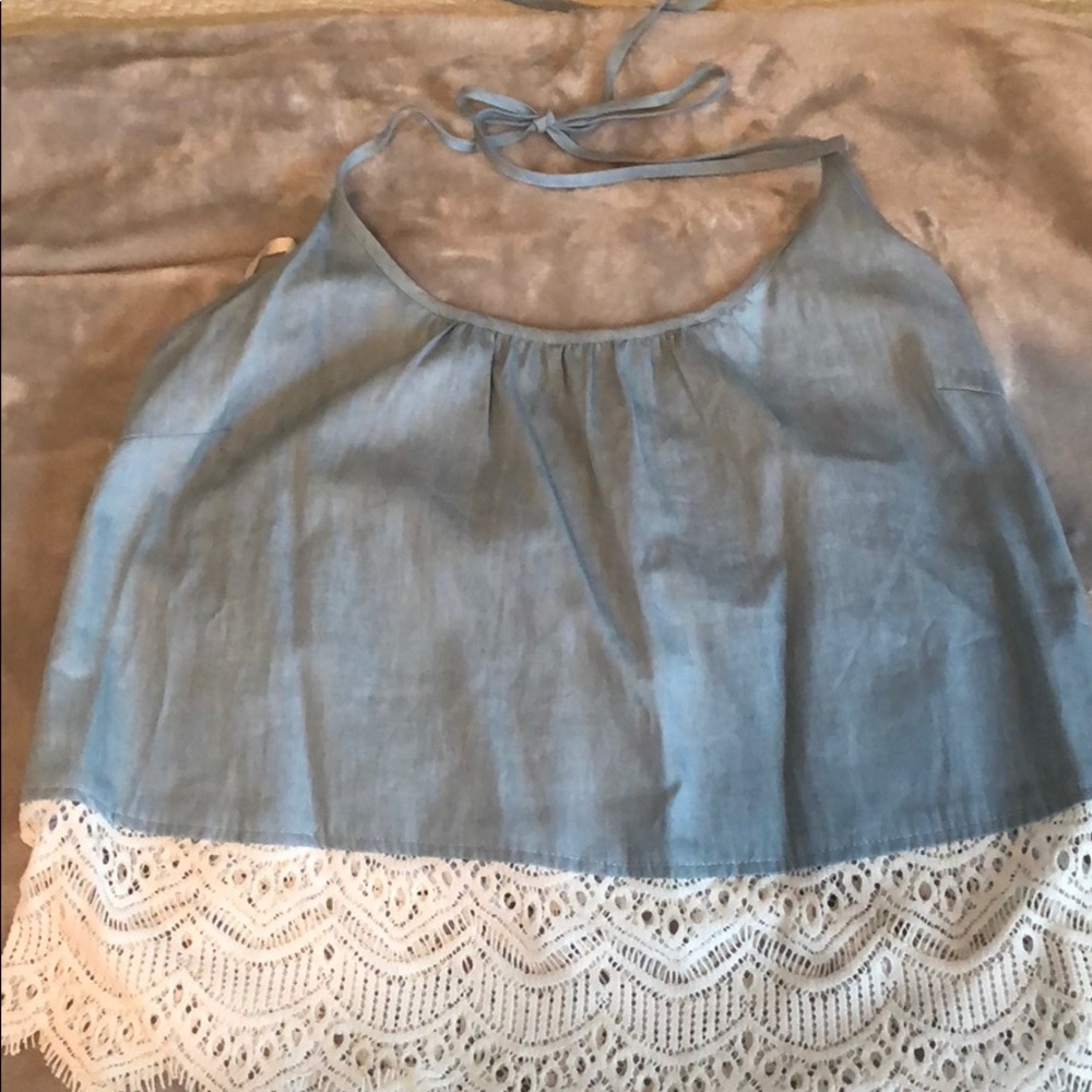 Blue denim halter top